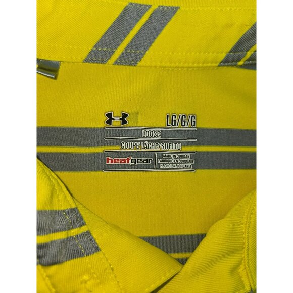 Under Armour Mens Loose Fit HeatGear Yellow Polo Large - Picture 5 of 6